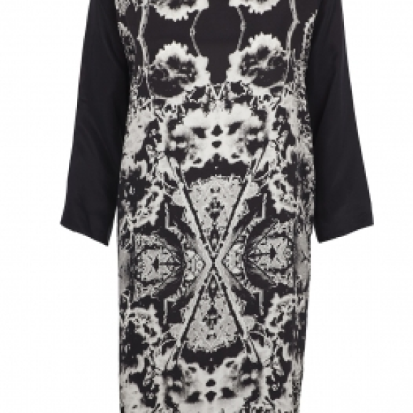 BAROK DRESS - KJOLE I SORT/HVID PRINT