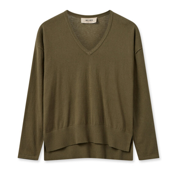 MOS MOSH - BURNT OLIVE MMTANI V-NECK KNIT