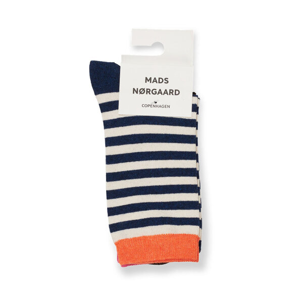 MADS NØRGAARD - BLUE STR/BLACK COF SOCK PAIR A