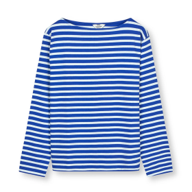 MADS NØRGAARD - BLUING/WHITE ALYS SILKE TEE LS