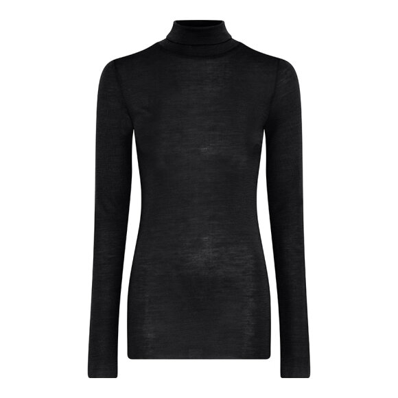 FRAU - BLACK TIRANA WOOL LS ROLL NECK